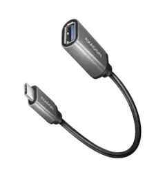 Адаптер AXAGON RUCM-AFAC USB-C-USB-A кабель 20см, Сірий