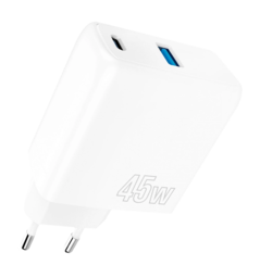Адаптер Proove Silicone Power 45W (Type-C + USB) (white)