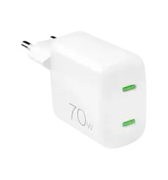 Адаптер Puro GaN Wall Charger with 2 USB-C ports, 70W, white PUFCMTCUSBCC70WGWHI