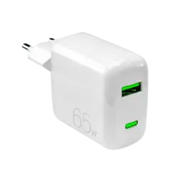 Адаптер Puro Wall charger GaN 65W 1xUSB + 1xUSB-C, white PUFCMTCUSBAC65WGWHI