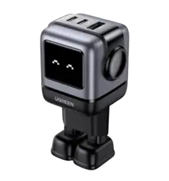 Адаптер UGREEN CD361 USB+2xUSB-C 65W Robot GaN Tech Fast Charger Grey (25685B)