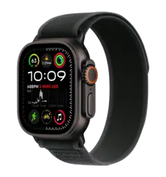 Apple Watch Ultra 2 49mm Black Titanium Case with Black Trail Loop - S/M