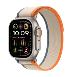 Apple Watch Ultra 2 49mm Natural Titanium Case with Orange/Beige Trail Loop - M/L (MRF23)