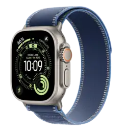 Apple Watch Ultra 3 GPS + Cellular 49mm Natural Titanium Case with Blue/Bright Blue Trail Loop - M/L (MEWU4)