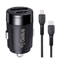 АЗП Gelius Pro Inch Twix GP-CC010L USB+Type-C QC/PD (30 Watt)+Кабель Type-C - Lightining