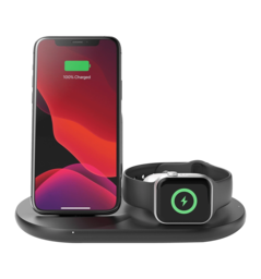 Бездротовий ЗП Belkin 3-in-1 Wireless Pad/Stand/Apple Watch Black (WIZ001VFBK)