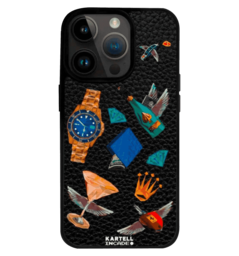 Чохол Kartell для iPhone15 Pro Max MagSafe Ferrari Porsche Rolex Black