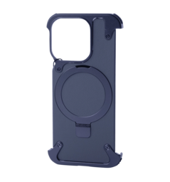 Чохол Leather Metal Frame MagSafe for iPhone 15 Pro Blue