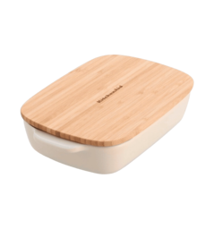 Форма для випічки з кришкою KitchenAid керамогранітна, 6,5х15,5х26 см, 0,9л, кремовий колір (CC00610