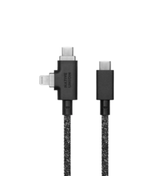 Native Union Belt Cable Duo Pro 240W USB-C to USB-C & Lightning Cosmos Black (2.4 m) (BELT-PROCCL-CO