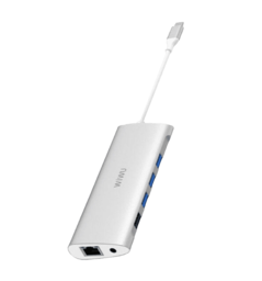WIWU Alpha 11 in 1 Type C 3*USB, HDMI, VGA, Type c, RJ45, 3.5 mm, SD, micro SD Silver