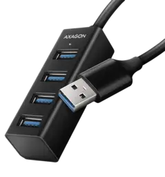 Хаб AXAGON HUE-M1A SuperSpeed USB-A MINI hub, USB-A кабель 20см, Чорний