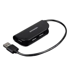 Хаб AXAGON HUE-X4B USB READY hub, USB-A кабель 20см, Чорний