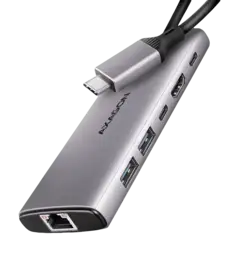 Хаб концентратор AXAGON HMC-6G2L USB-C 10Гбіт/с 6in1 hub, Сірий