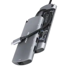 Хаб концентратор AXAGON HMC-6M2 SuperSpeed USB-C COMBO 6in1 hub, Сірий