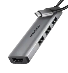 Хаб концентратор AXAGON HMC-H3A USB-C 5Гбіт/с STARTER 4in1 hub, Сірий