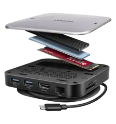 Хаб концентратор AXAGON HMC-UFO USB-C 10Гбіт/с UFO 9in1 hub, Сірий