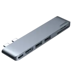 Хаб UGREEN CM380 Dual USB-C To HDMI+2xUSB 3.0 A+TF/SD+USB-C Female Converter Space Gray (80856)
