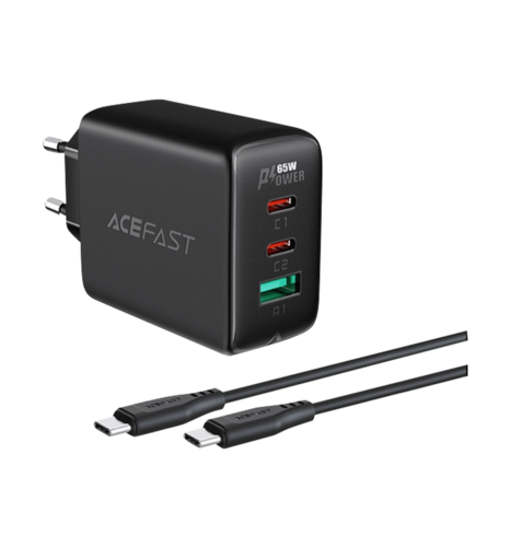 Адаптер Acefast A13 65W (2 Type-C+USB-A) (black)