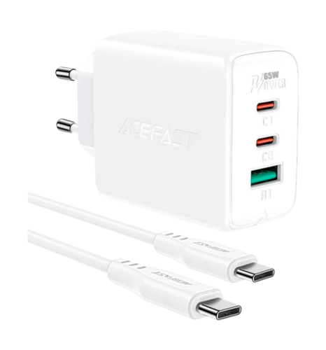 Адаптер Acefast A13 65W (2 Type-C+USB-A) (white)