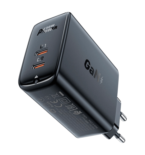 Адаптер Acefast A29 GaN 50W (2 Type-C) (black)