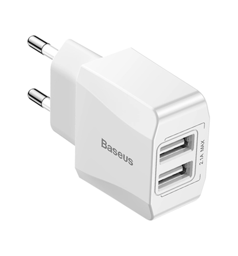 Адаптер Baseus Mini Dual-U Charger (EU) 2.1A White (CCALL-MN02)