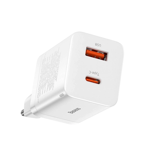 Адаптер Baseus Super Si Pro Quick Charger Type-C+USB 30W White (CCSUPP-E02)