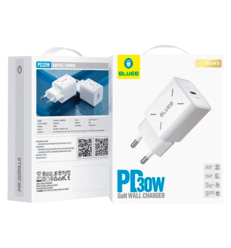 Адаптер Blueo GaN 30W USB-C Fast Charger White