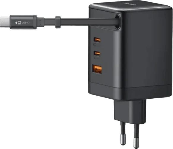 Адаптер Mcdodo [CH-8470] GaN 3xUSB-C+USB Fast Charging Station 100W [Built-in 65cm retractable cable USB-C] (Black)