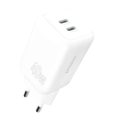 Адаптер Proove Silicone Power 40W (Type-C + Type-C) (white)