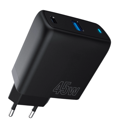 Адаптер Proove Silicone Power 45W (Type-C + USB) (black)