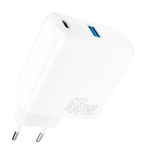 Адаптер Proove Silicone Power 45W (Type-C + USB) (white)