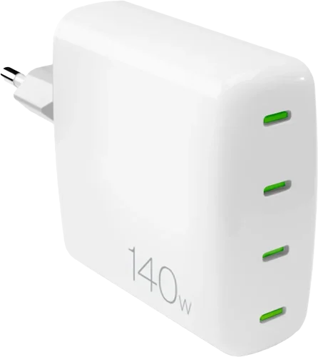 Адаптер Puro GaN Wall Charger with 4 USB-C ports, 140W, white (PUFCMTCUSB3C140WGWHI)