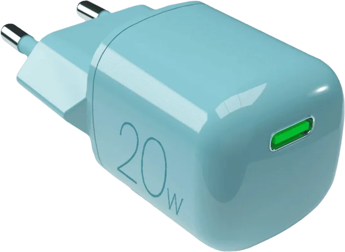 Адаптер Puro wall charger GaN 1 USB-C, 20W Green PUFCMTCUSBC20WGGRN