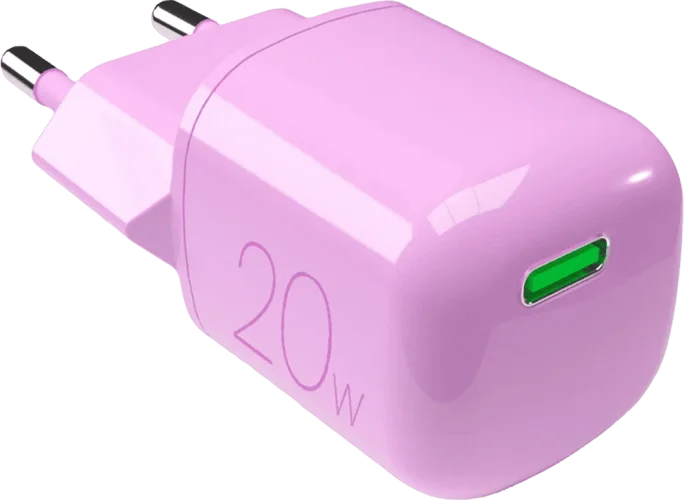 Адаптер Puro wall charger GaN 1 USB-C, 20W Pink PUFCMTCUSBC20WGPINK