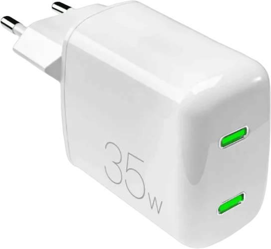 Адаптер Puro Wall charger GaN 35W 2xUSB-C, white PUFCMTCUSBCC35WGWHI