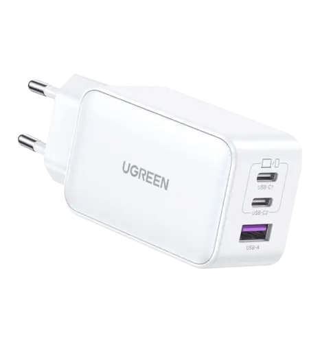 Адаптер UGREEN CD244 USB-A+2xUSB-C 65W GaN Tech Fast Charger White (15334)