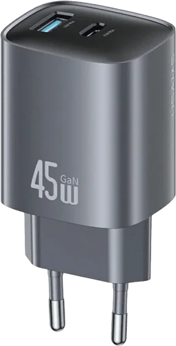 Адаптер Usams CC290 T66 45W GaN Dual-Port Fast Charger A+C