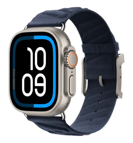 Apple Watch Hermès Ultra 2 2024 GPS + Cellular 49mm Natural Titanium Case with Bleu Nuit En Mer (MX773)