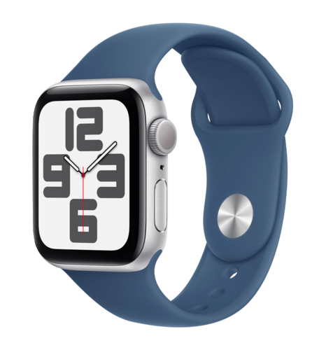 Apple Watch SE 2 2024 40mm Silver Aluminium Case with Denim Sport Band S/M (MXEC3)