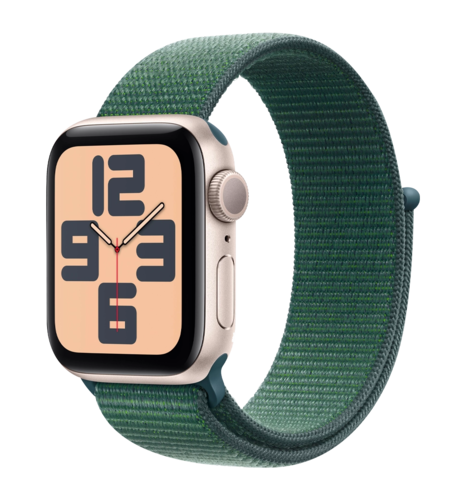 Apple Watch SE 2 2024 40mm Starlight Aluminium Case with Lake Green Sport Loop (MXEH3)
