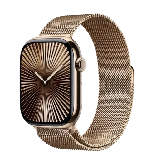 Apple Watch Series 10 42mm Gold Titanium Case with Gold Milanese Loop (MX083)