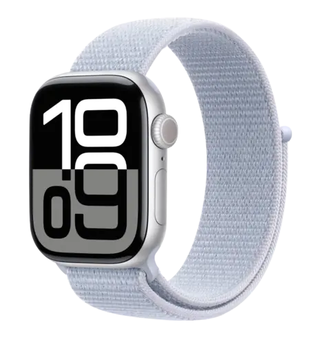Apple Watch Series 10 42mm Silver Aluminum Case with Blue Cloud Sport Loop (MWWD3)