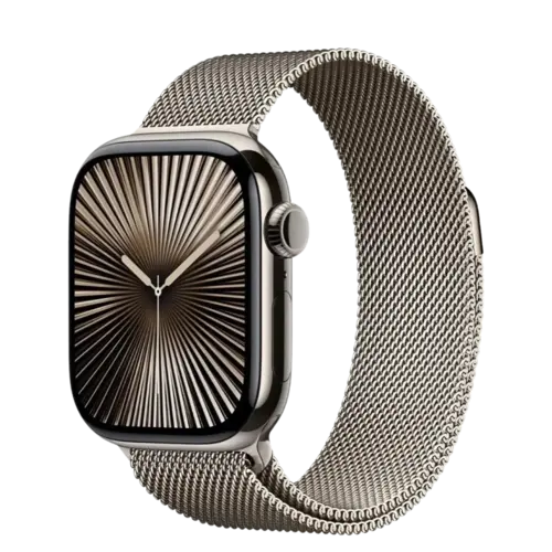Apple Watch Series 10 46mm Natural Titanium Case with Natural Milanese Loop - S/M (MC7Q4)