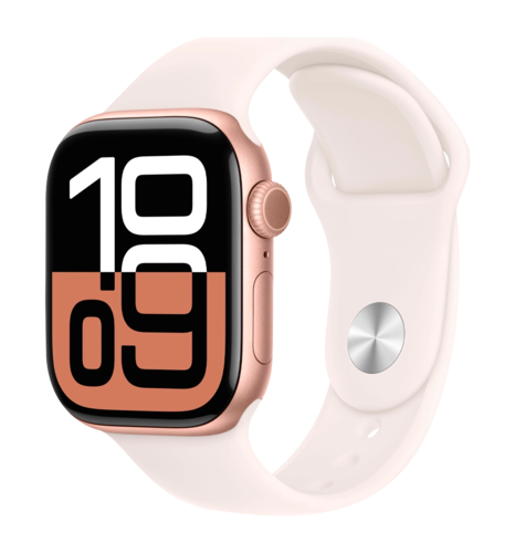 Apple Watch Series 10 46mm Rose Gold Aluminum Case with Light Blush Sport Band - M/L (MWWU3)