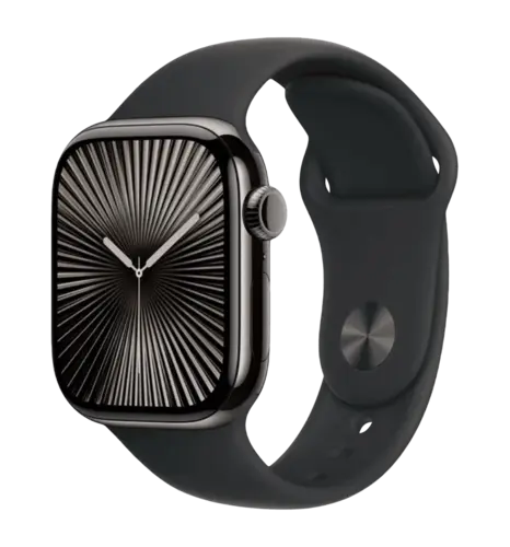 Apple Watch Series 10 GPS + Cellular 42mm Slate Titanium Case with Black Sport Band - M/L (MWXH3)