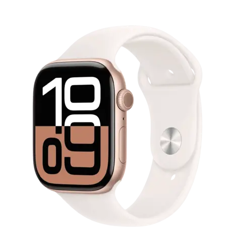 Apple Watch Series 10 GPS + Cellular 46mm Rose Gold Aluminum Case with Light Blush Sport Band M/L (MWY73)