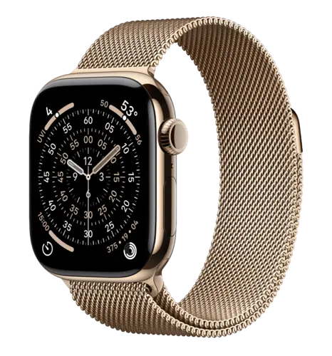 Apple Watch Series 11 GPS + Cellular 42mm Gold Titanium Case with Gold Milanese Loop (MF8Y4)