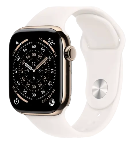 Apple Watch Series 11 GPS + Cellular 42mm Gold Titanium Case with Light Blush Sport Band - S/M (MF8W4)