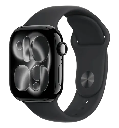 Apple Watch Series 11 GPS + Cellular 42mm Jet Black Aluminium Case with Black Sport Band - S/M (MF834)